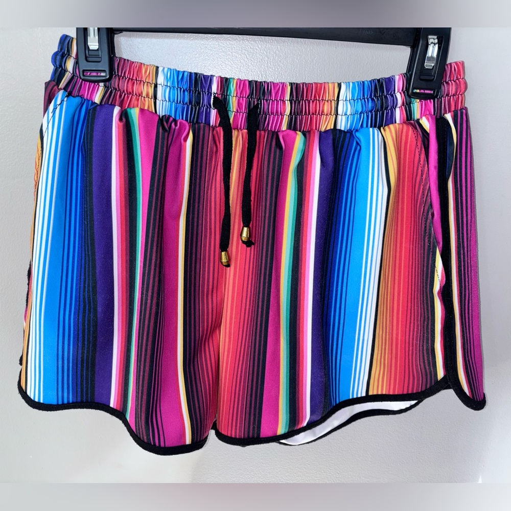 Jess Lea Large Multi Color Stripe Drawstring Elastic Everyday Short Nice!!